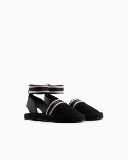 ARMANI EXCHANGE Armani Exchange Unısex Kontrsat Detaylı Bilek Bantlı Hasır Detaylı Taban Siyah Espadril XDS006 XV923-00002