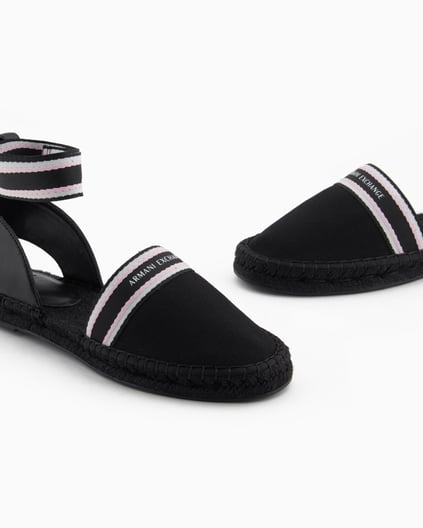 ARMANI EXCHANGE Armani Exchange Unısex Kontrsat Detaylı Bilek Bantlı Hasır Detaylı Taban Siyah Espadril XDS006 XV923-00002