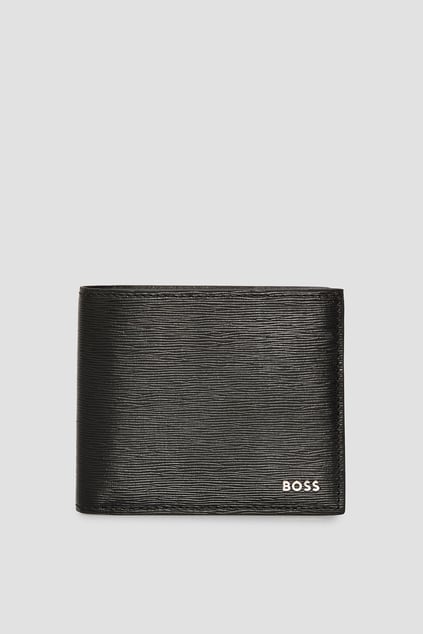 BOSS  BOSS Erkek %100 Dokulu Deri Dış Yüzey Ana Para Bölmeli Metalik Logolu Siyah Kartlık 50548824-001