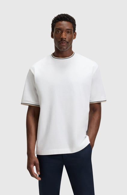 BOSS  BOSS Erkek %100 Pamuk Rahat Kalıp Yuvarlak Yakalı Kısa Kollu Beyaz T-Shirt 50548012-100