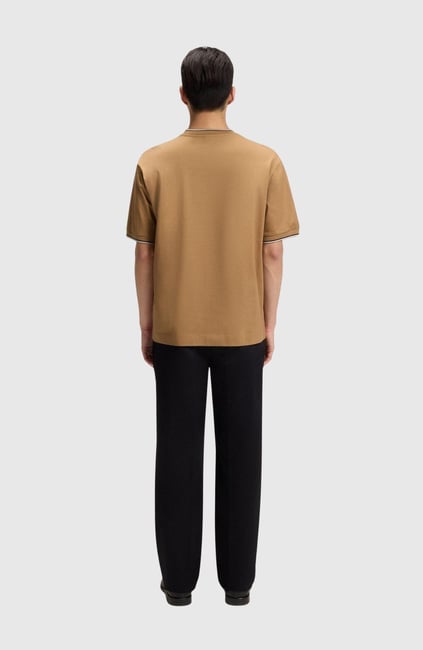 BOSS  BOSS Erkek %100 Pamuk Rahat Kalıp Yuvarlak Yakalı Kısa Kollu Bej T-Shirt 50548012-260