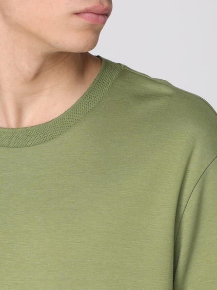 BOSS BOSS Erkek %100 Pamuklu Logo Detaylı Bisiklet Yaka Kısa Kollu Yeşil T-Shirt 50536636-311