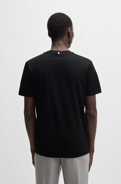 BOSS BOSS Erkek %100 Pamuklu Logo Detaylı Bisiklet Yaka Kısa Kollu Siyah T-Shirt 50468395-001