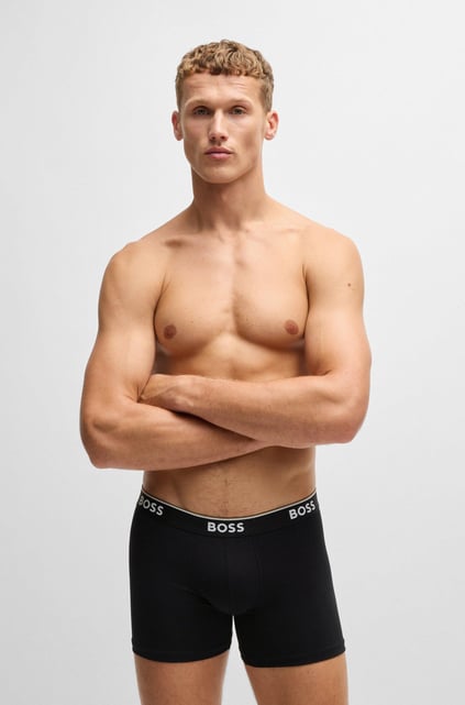 BOSS BOSS Erkek Bel Boss Yazı Detay Dar Kısa Pamuklu Siyah Boxer 50475282-001