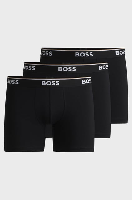 BOSS BOSS Erkek Bel Boss Yazı Detay Dar Kısa Pamuklu Siyah Boxer 50475282-001