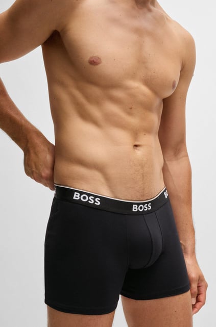 BOSS BOSS Erkek Bel Boss Yazı Detay Dar Kısa Pamuklu Siyah Boxer 50475282-001