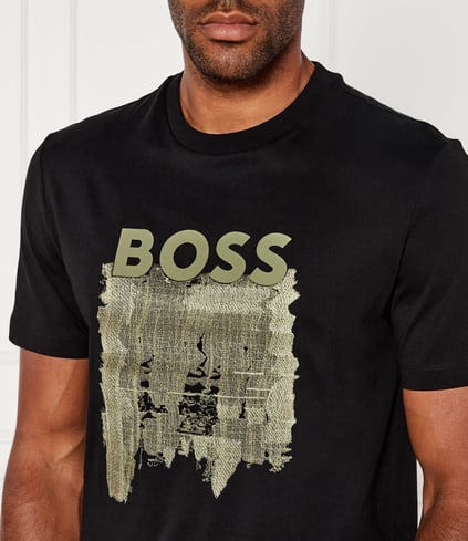 BOSS BOSS Erkek Boss Yazı Detay Bisiklet Yaka Kısa Kol Pamuklu Siyah T-Shirt 50543916-001