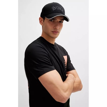 BOSS BOSS Erkek BOSS Yazılı Ayarlanabilir Pike Kumaş Siyah Spor Şapka 50492737-001
