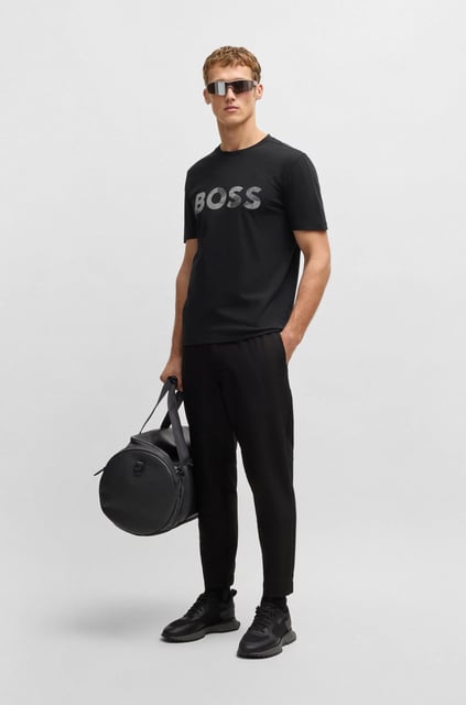 BOSS BOSS Erkek BOSS Yazılı Kısa Kollu Bisiklet Yaka Siyah T-Shirt 50537834-001
