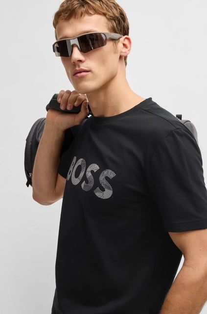 BOSS BOSS Erkek BOSS Yazılı Kısa Kollu Bisiklet Yaka Siyah T-Shirt 50537834-001