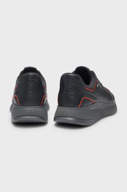 BOSS BOSS Erkek Deri ve File Karışımlı Astarlı Rahat Taban Gri Sneaker 50548706-016