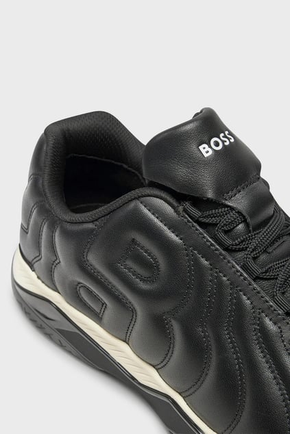 BOSS BOSS Erkek Deri Yüksek Taban Marka Kabartma Desenli Siyah Sneaker 50523190-001