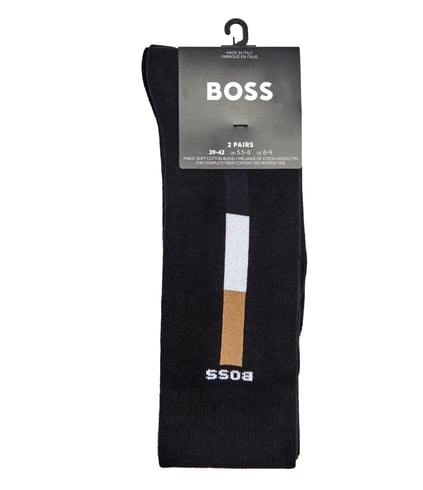 BOSS BOSS Erkek Esnek Pamuklu İkonik BOSS Şerit Çizgi Detaylı Siyah Çorap 50531084-001