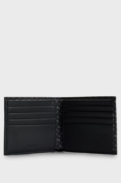 BOSS BOSS Erkek Gümüş Marka Monogramlı Çok Bölmeli Siyah Cüzdan 50529519-001