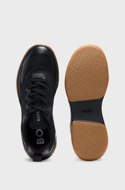 BOSS BOSS Erkek Kalın Tabanlı Marka Logolu Bağcıklı Siyah Sneaker 50523209-005