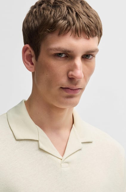BOSS BOSS Erkek Kısa Kol Polo Yaka Düz Model Keten Bej Polo Yaka T-Shirt 50537502-131