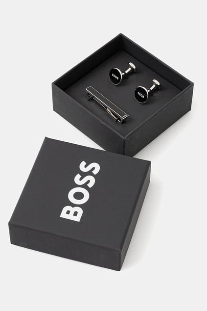 BOSS BOSS Erkek Logo İşleme Desenli Siyah Kol Düğmesi 50544125-001