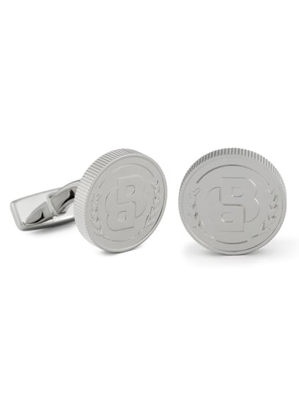 BOSS BOSS Erkek Logo İşlemeli Cilalı Görünümlü Gri Kol Düğmesi 50546024-040