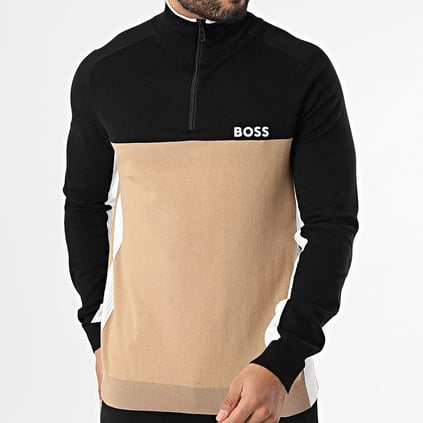 BOSS BOSS Erkek Marka Logo Detaylı Regular Fit Uzun Kollu Siyah Kazak 50528740-001