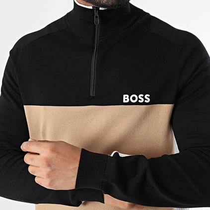 BOSS BOSS Erkek Marka Logo Detaylı Regular Fit Uzun Kollu Siyah Kazak 50528740-001