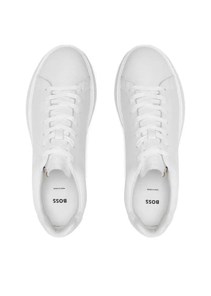 BOSS BOSS Erkek Marka Logolu Bağcıklı Kaydırmaz Tabanlı Günlük Beyaz Sneaker 50529543-100