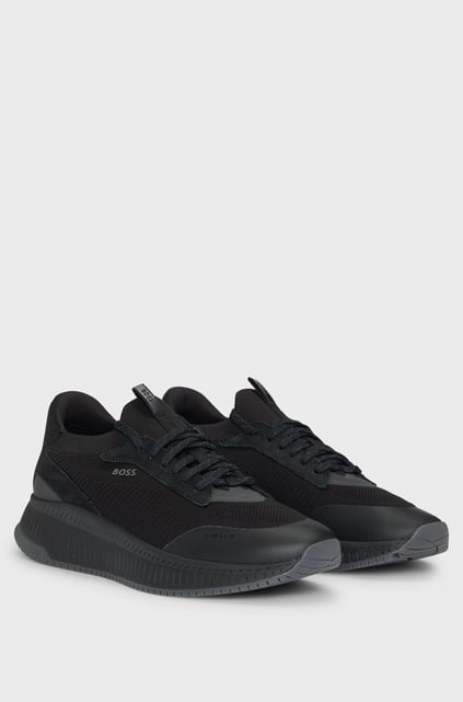BOSS BOSS Erkek Marka Logolu Bağcıklı Kaydırmaz Tabanlı Günlük Siyah Sneaker 50523113-002