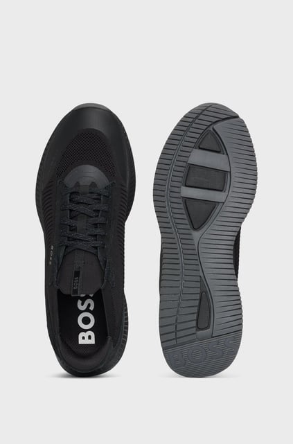 BOSS BOSS Erkek Marka Logolu Bağcıklı Kaydırmaz Tabanlı Günlük Siyah Sneaker 50523113-002