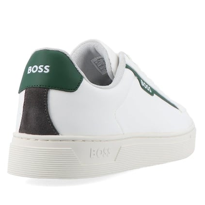 BOSS BOSS Erkek Marka Logolu Bağcıklı Kaydırmaz Tabanlı Günlük Yeşil - Beyaz Sneaker 50502869-130