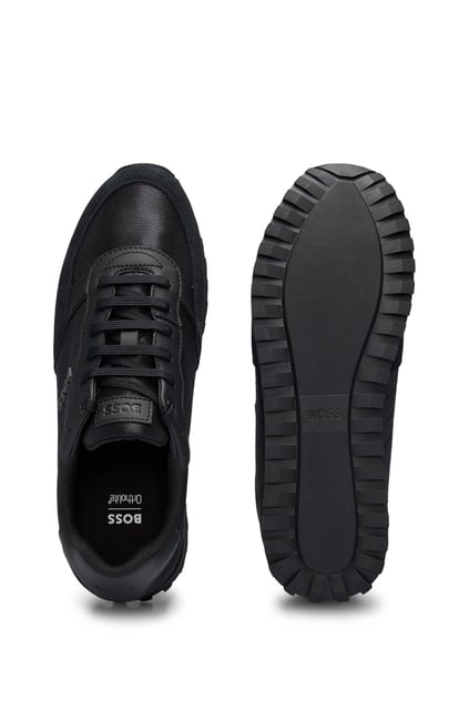 BOSS BOSS Erkek Marka Logolu Bağcıklı Kaydırmaz Tabanlı Günlük Siyah Sneaker 50498133-001