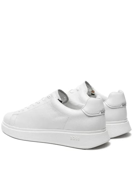 BOSS BOSS Erkek Marka Logolu Bağcıklı Kaydırmaz Tabanlı Günlük Beyaz Sneaker 50529543-100