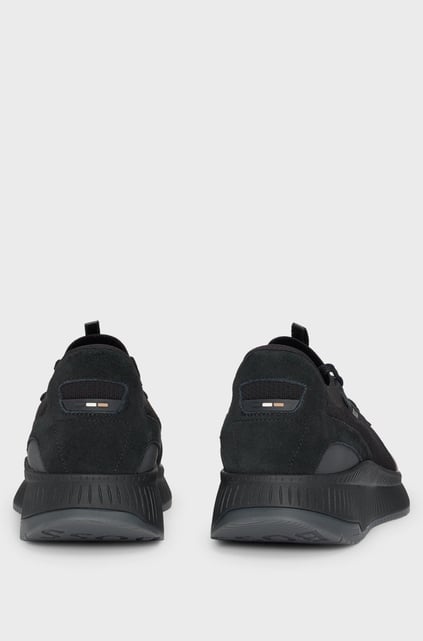 BOSS BOSS Erkek Marka Logolu Bağcıklı Kaydırmaz Tabanlı Günlük Siyah Sneaker 50523113-002