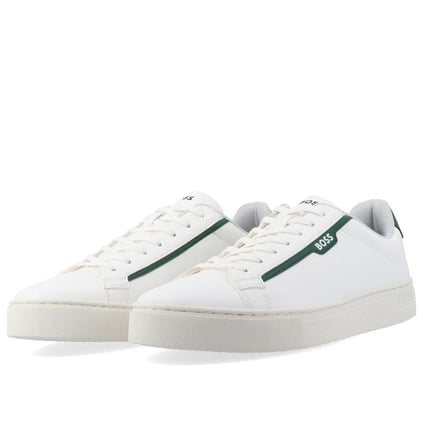 BOSS BOSS Erkek Marka Logolu Bağcıklı Kaydırmaz Tabanlı Günlük Yeşil - Beyaz Sneaker 50502869-130