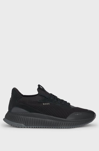 BOSS BOSS Erkek Marka Logolu Bağcıklı Kaydırmaz Tabanlı Günlük Siyah Sneaker 50523113-002