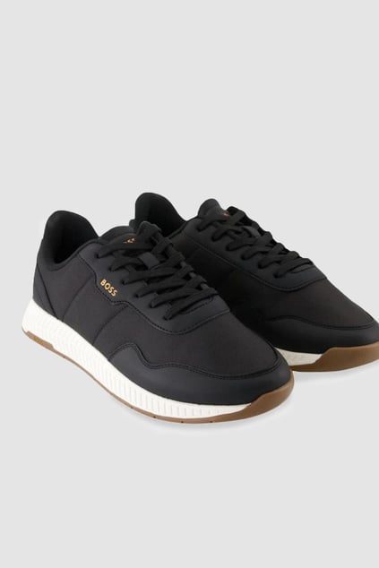 BOSS BOSS Erkek Marka Logolu Rahat Taban Bağıcıklı Siyah Sneaker 50523180-001