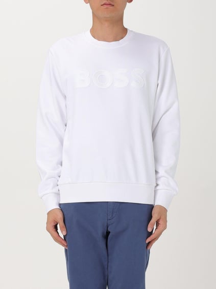 BOSS BOSS Erkek Marka Logolu Uzun Kollu Bisiklet Yaka Günlük Beyaz Sweatshirt 50524360-100