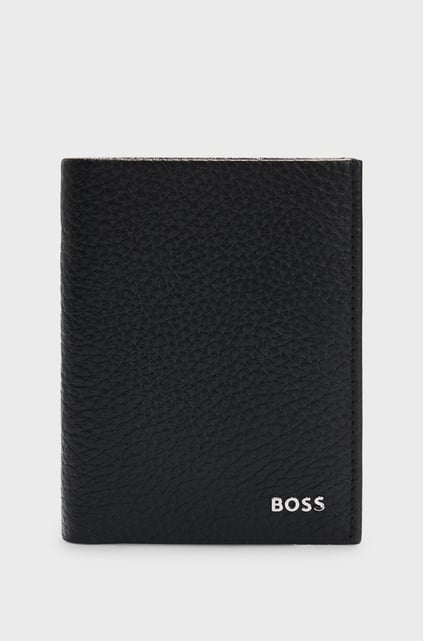 BOSS BOSS Erkek Mat Deri 2 Ana Bölmeli Astarlı Siyah Kartlık 50536072-001