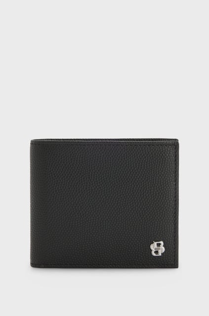 BOSS BOSS Erkek Metalik Parlak Logolu %100 Deri Harici Kartlık Dahil Siyah Cüzdan 50548800-001