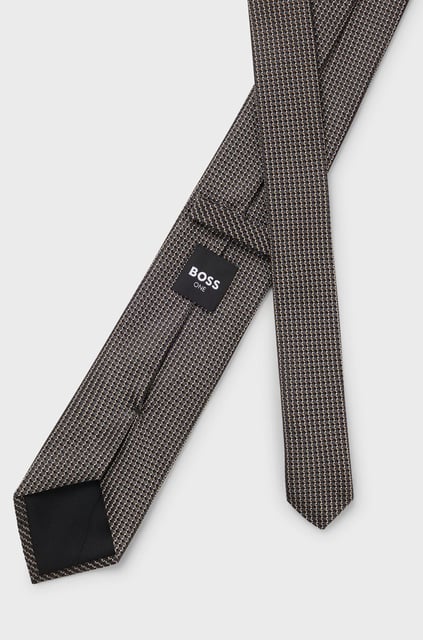 BOSS BOSS Erkek Mikro Desenli %100 Yumuşak İpek Bej Kravat 50544718-260