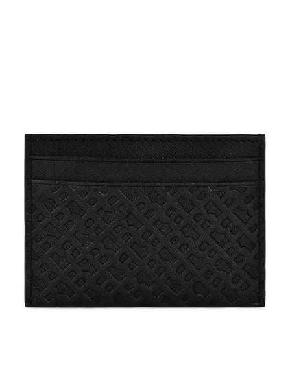 BOSS  BOSS Erkek Monogram Logo Dokulu Metalik Logo Desenli %100 Deri Siyah Kartlık 50548817-001