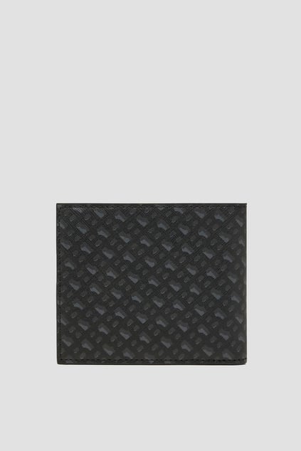 BOSS BOSS Erkek Monogram Logolu Çıtçıtlı Bozuk Para Bölmeli 6'lı Kart Bölmeli Siyah Kartlık 50536776-002