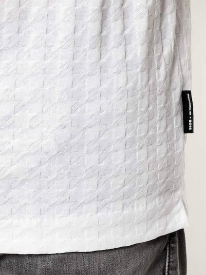 BOSS  BOSS Erkek Normal Kalıp Yuvarlak Yakalı Kare Desenli Yumuşak Pamuklu Kısa Kollu Beyaz T-Shirt 50545585-100