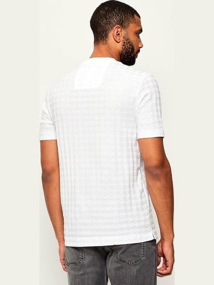 BOSS  BOSS Erkek Normal Kalıp Yuvarlak Yakalı Kare Desenli Yumuşak Pamuklu Kısa Kollu Beyaz T-Shirt 50545585-100