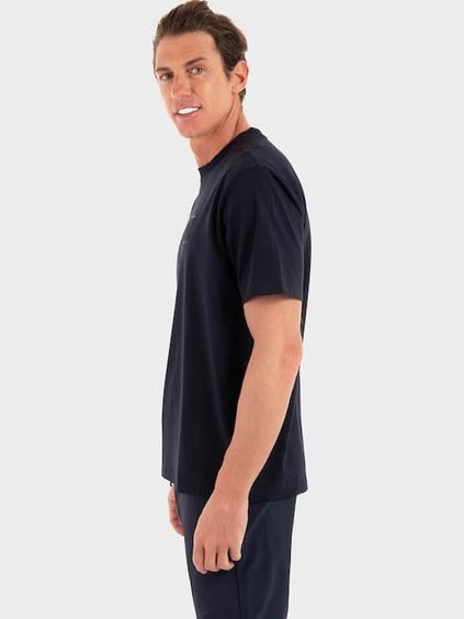 BOSS  BOSS Erkek Normal Kalıp Yuvarlak Yakalı Pamuklu Desenli Kısa Kollu Lacivert T-Shirt 50543874-402