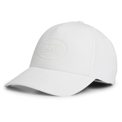 BOSS BOSS Erkek Pamuklu Logo İşlemeli Nefes Alabilen Ayarlanabilir Metal Tokalı Beyaz Spor Şapka 50539494-100
