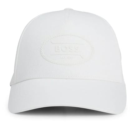 BOSS BOSS Erkek Pamuklu Logo İşlemeli Nefes Alabilen Ayarlanabilir Metal Tokalı Beyaz Spor Şapka 50539494-100