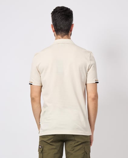 BOSS BOSS Erkek Pamuklu Polo Yakalı Düğme Kapamalı Kısa Kollu Bej Polo Yaka T-Shirt 50467113-131