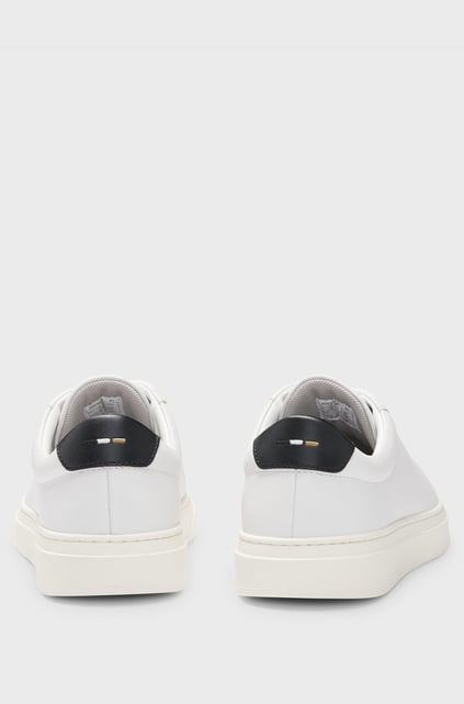 BOSS BOSS Erkek Rahat Düz Taban Logo Baskılı %100 Cilalı Deri Beyaz Sneaker 50536480-102