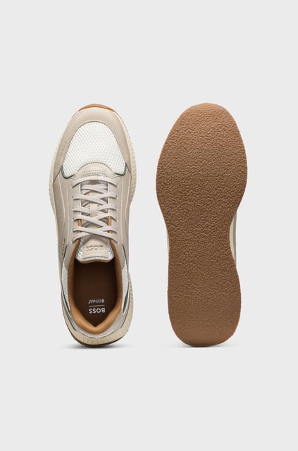 BOSS BOSS Erkek Rahat Yüksek Taban File ve Deri Karışımlı Bej Sneaker 50548717-263