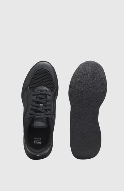 BOSS  BOSS Erkek Rahat Yüksek Taban File ve Deri Karışımlı Siyah Sneaker 50548717-005