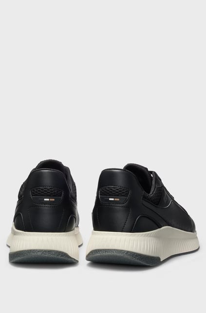 BOSS BOSS Erkek Rahat Yüksek Taban File ve Deri Karışımlı Siyah-Beyaz Sneaker 50548717-002